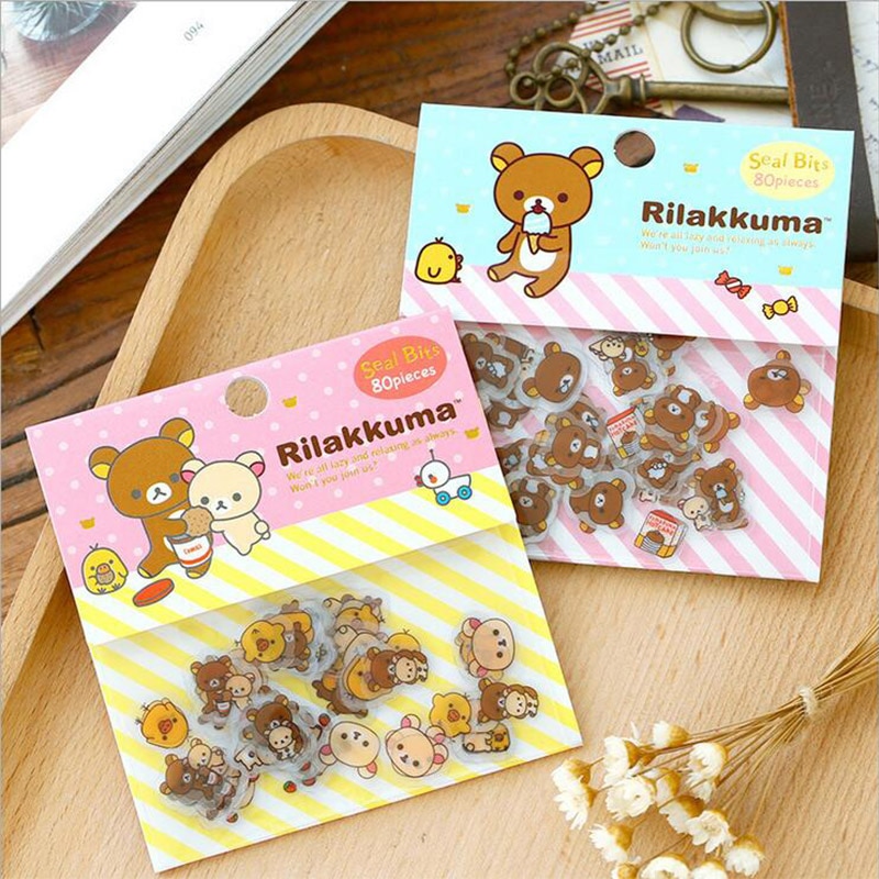 80 Pcs lot Cute Rilakkuma Mini Paper Stickerbag Diy Diary Planner Decoration Sticker Album Scrapbooking Kawaii - Rilakkuma Plush