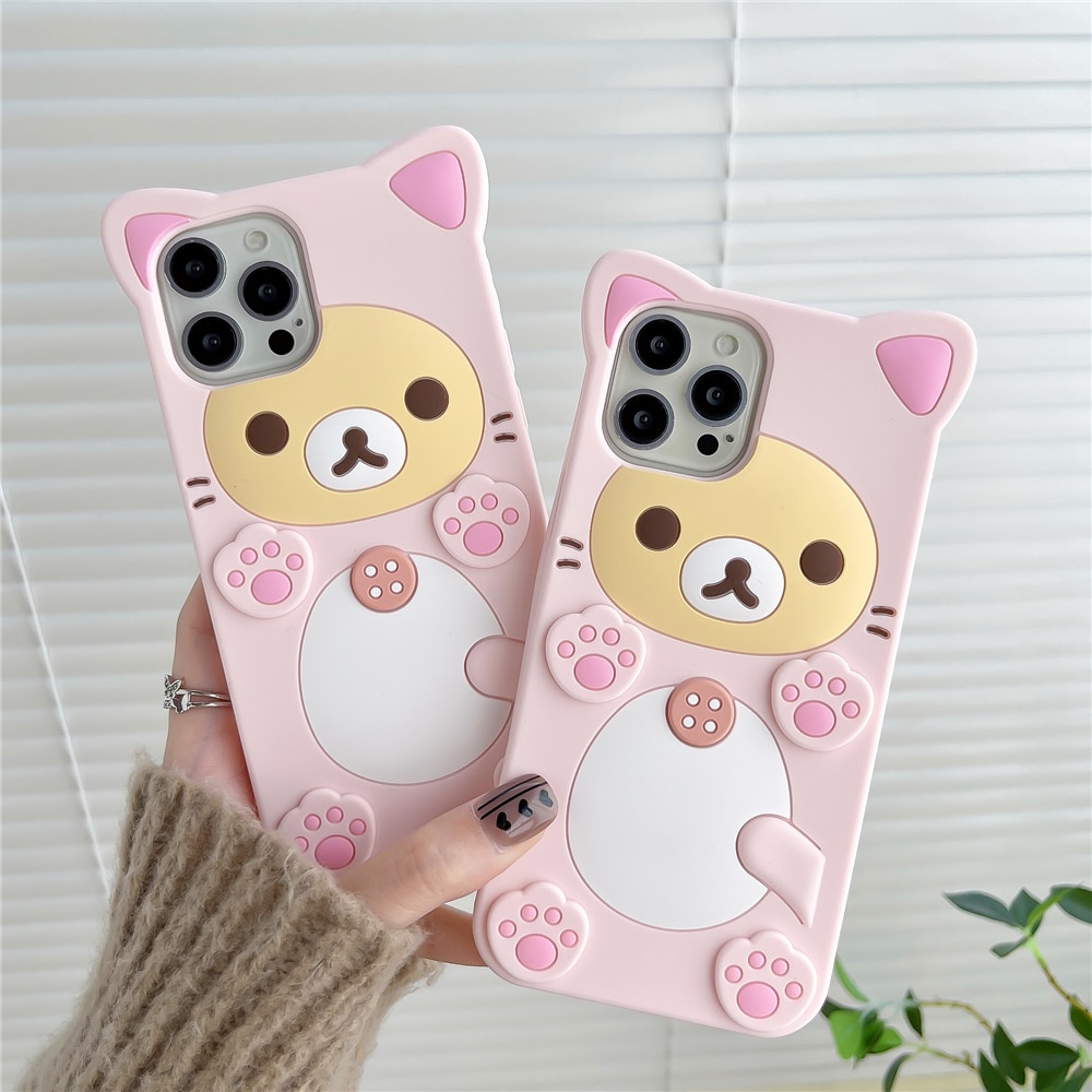 Silicone Plum Blossom Footprint Bear Phone Case For iPhone
