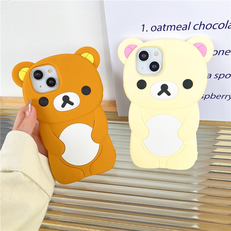 Cartoon Animal Bear Cute 3D Case For iphone 14 13 12 11 Pro XS Max XR - Rilakkuma Plush