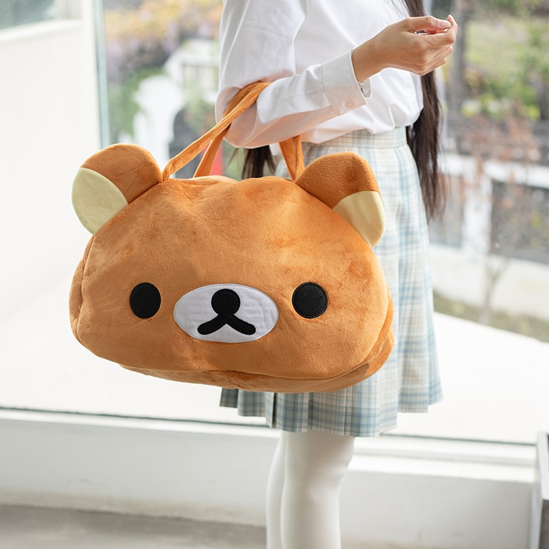 Cute Cartoon Rilakkuma Kumamon Kiiroitori PomPomPurin plush bagpack Tote bag Large Capacity Shoulder Bags kid Girls - Rilakkuma Plush