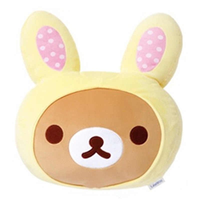 Kawaii Easter Bunny Rilakkuma Plush Pillow Anime Bear Head Shape Cute Round Pillows Decor Home Sofa - Rilakkuma Plush