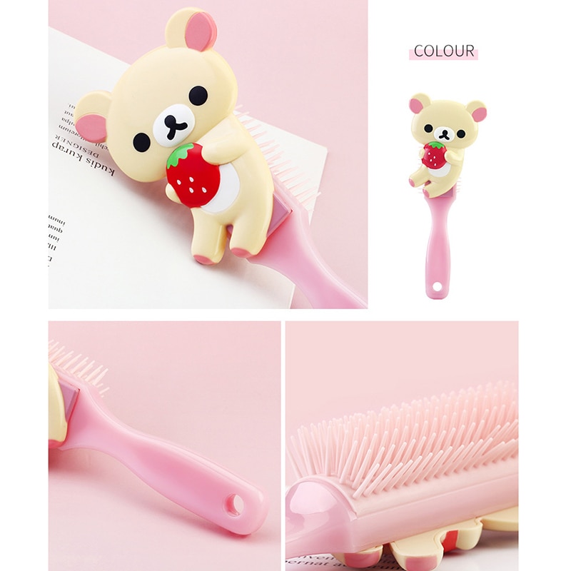 New 3D Cartoon Bear Comb Girl Hair Brush Kids Hair Brush Christmas Gift Smooth Creative Comb 1 - Rilakkuma Plush